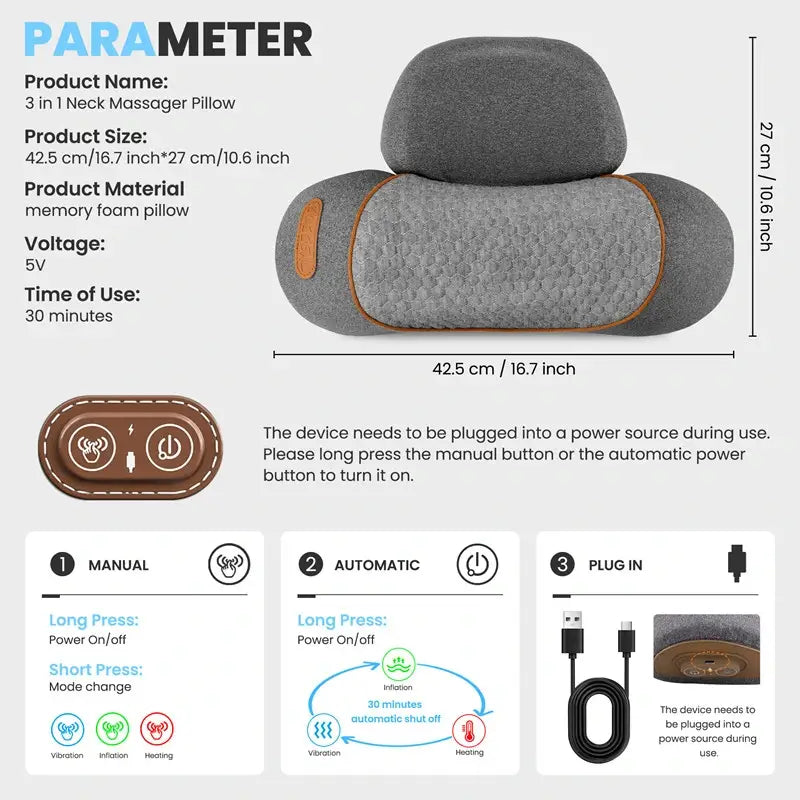 Fenbas™ 3-IN-1 Neck Massage Pillow
